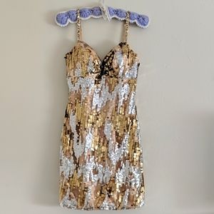 Gold sequin New Years Eve dress